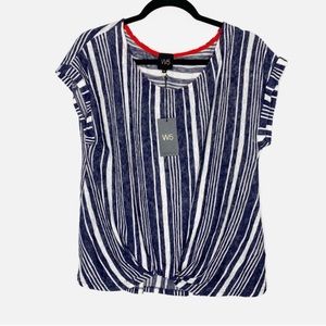 W5 navy & white stripe twisted front top NWT